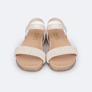 Sandália Papete Infantil Fly Elástico Comfy Off White-frontal da sandália papete feminina