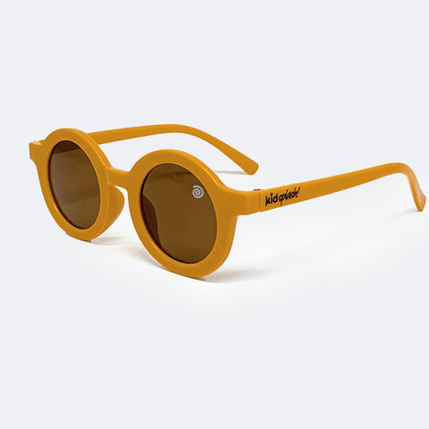 Óculos de Sol Infantil KidSplash! Eco Proteção UV Redondo Mostarda - frente do óculos infantil redondo