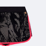 Short Saia Infantil Pampili com Paetê Preto e Rosa Flúor - viés rosa 