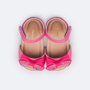 Sandália de Bebê Pampili Nana Laço Strass Pink - palmilha macia