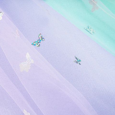 Vestido de Festa Petit Cherie Tule com Borboletas Holográficas Multicolorido - 1 a 6 Anos - detalhe de borboletas holográficas