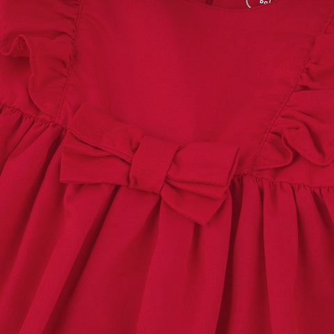 Vestido de Festa Bebê Mon Sucré com Calcinha Laço e Babados Vermelho - detalhe laço frontal