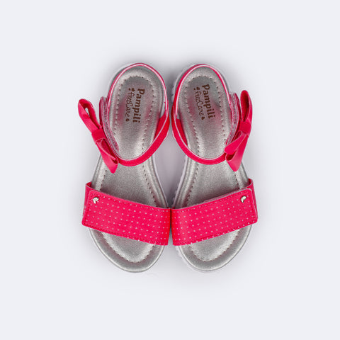 Sandália Papete Infantil Candy com Laço Pink  - parte superior da sandália infantil