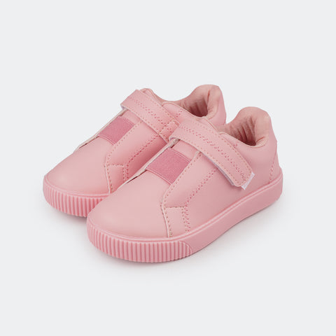 Tênis Infantil Feminino Pampili Luna com Elástico Rosa Glace.