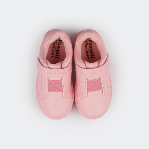 Tênis Infantil Feminino Pampili Luna com Elástico Rosa Glace.