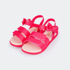 Sandália Papete Infantil Primeiros Passos Mini Fly Tiras em Velcro Laço Pink Maravilha