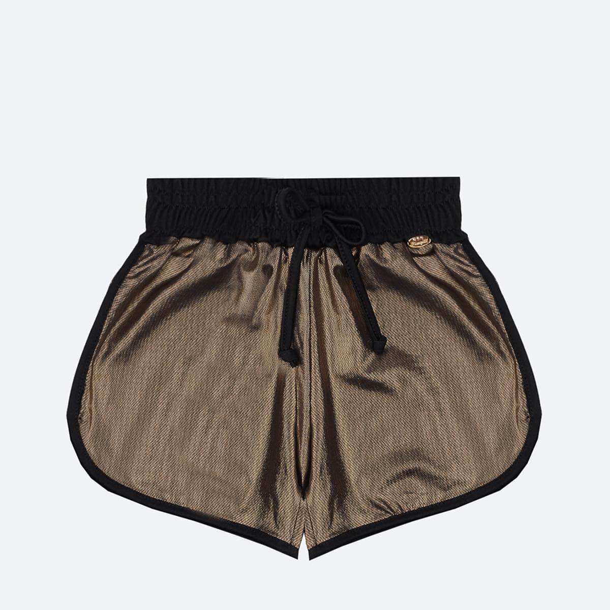 Short Infantil Pampili Rocker Ouro Velho - frente short infantil feminino