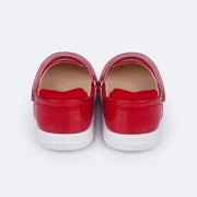 Tênis Infantil Feminino Pampili Pom Pom Verniz Vermelho Peper - traseira com espuma macia