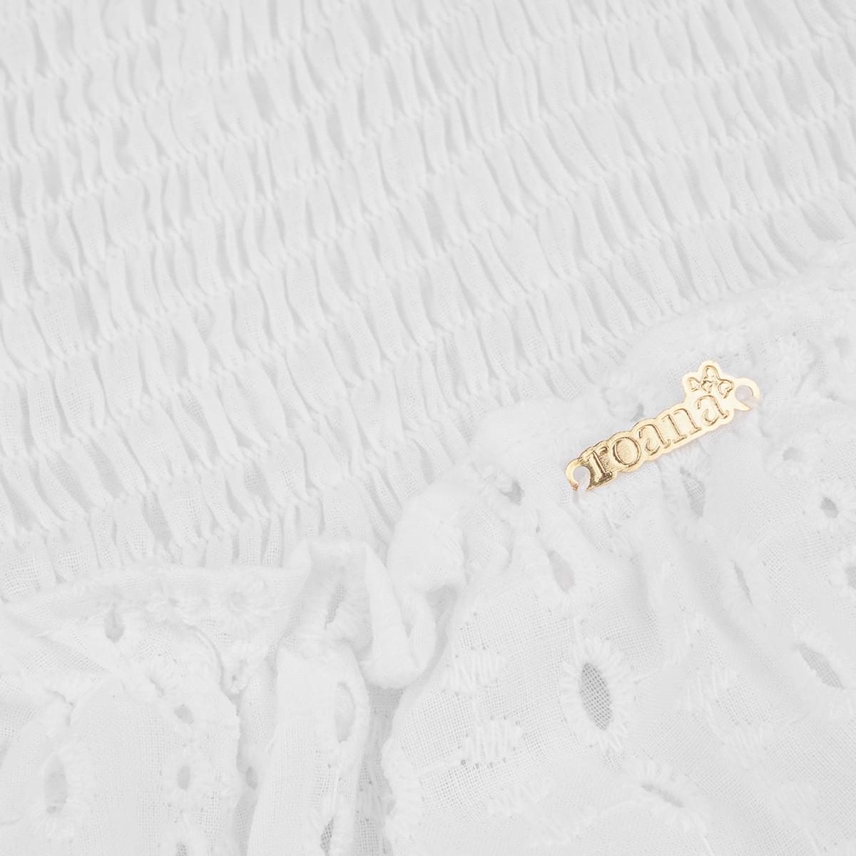 Vestido de Bebê Roana com Lastex e Laise Branco - Etiqueta da marca
