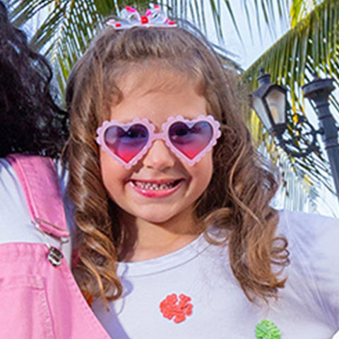 Óculos de Sol Infantil Feminino Pampili Coração Nude e Azul - frente óculos infantil