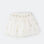 Saia Tutu Infantil Pampili com Estampa em Corações Off White.