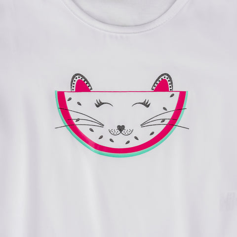 Camiseta T-Shirt Pampili Infantil Feminina Gato Melancia.