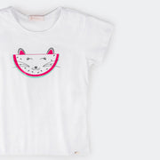 Camiseta T-Shirt Pampili Infantil Feminina Gato Melancia.