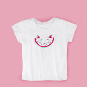 Camiseta T-Shirt Pampili Infantil Feminina Gato Melancia.