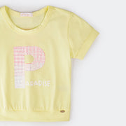 Camiseta T-Shirt Pampili Infantil Feminina Paradise Amarela.