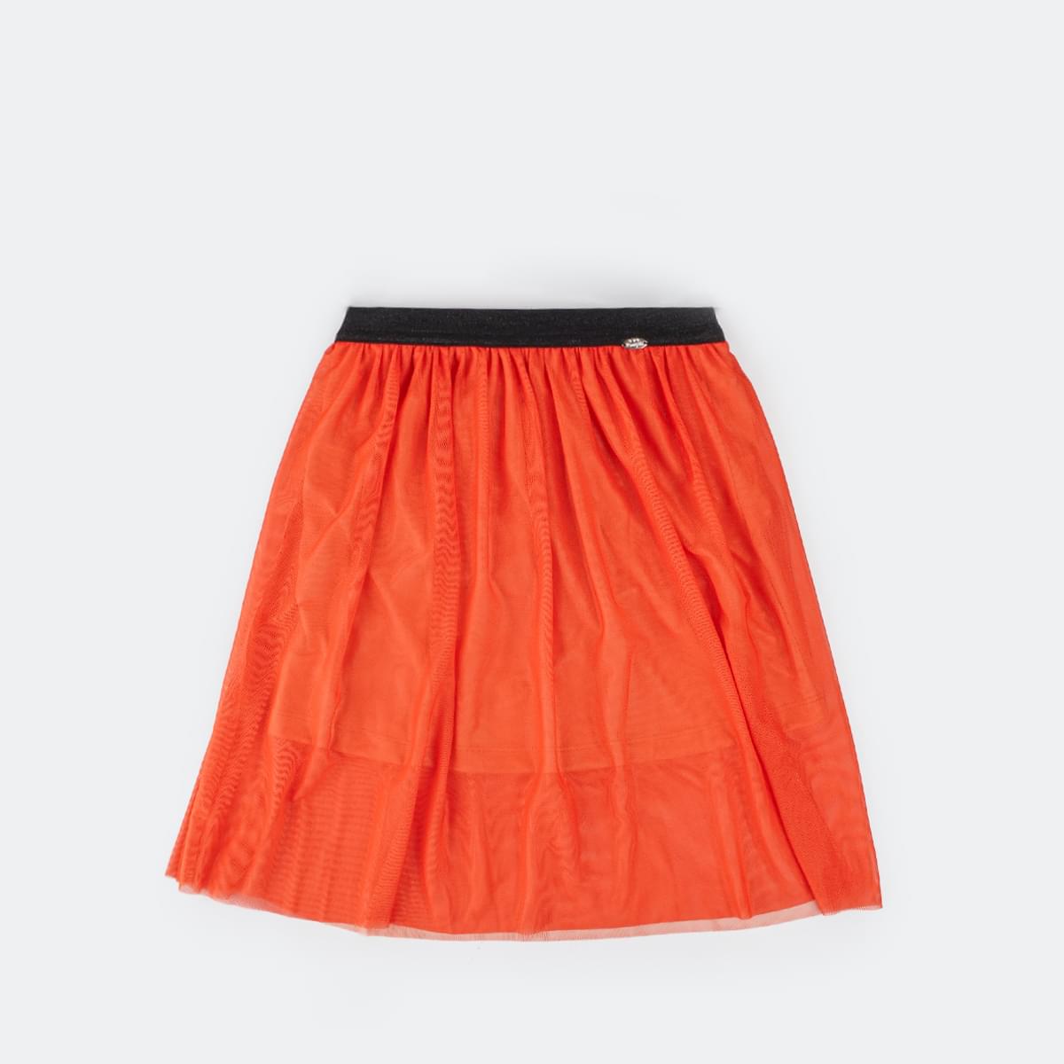 Saia Tule Infantil Make Pampili Laranja - frente da saia com tule 
