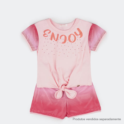 Short Infantil Pampili Enjoy Degradê Rosa.