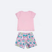 Pijama Infantil Tip Top Glitter Cupcake Rosa - costas do pijama para menina