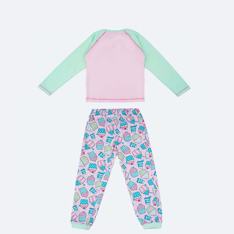 Pijama Infantil Tip Top Longo Cupcake Rosa - costas do pijama