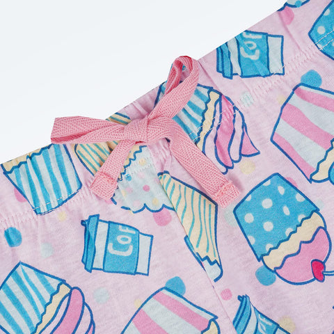 Pijama Infantil Tip Top Longo Cupcake Rosa - detalhe cordão da calça