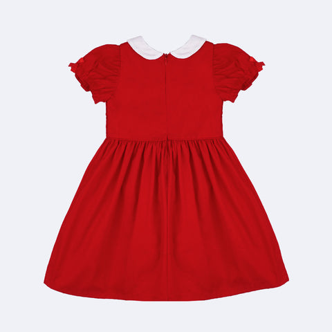 Vestido de Bebê Roana Natal com Lastex e Bordado Vermelho - 1 Ano - costas do vestido bebê