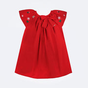 Vestido de Bebê Roana Natal Laço Frontal e Manga Bordada Vermelho - 2 a 3 Anos - frente do vestido bebê