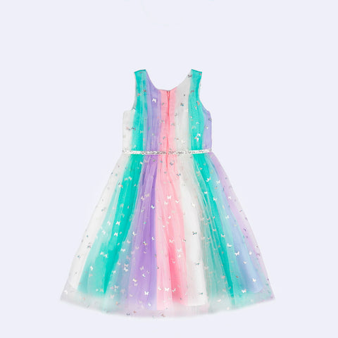 Vestido de Festa Petit Cherie Tule com Borboletas Holográficas Multicolorido - 1 a 6 Anos - costas do vestido infantil 