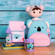 Pote Térmico com Talher Skip Hop Zoo Koala Lilás e Azul - conjunto de pote, garrafa, lancheira e mochila infantil feminina