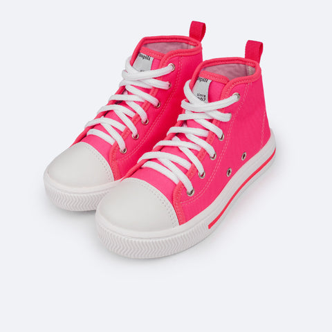 729.002-PINK NEON_3.jpgTênis Cano Médio Pampili Easy Pink Neon - frente tênis feminino