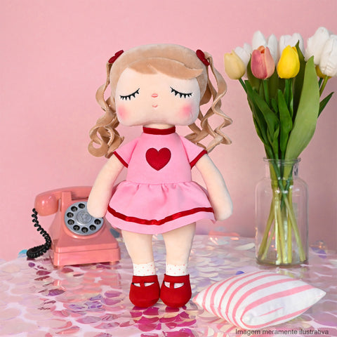 Boneca Metoo Angela Tica Rosa e Vermelha - frente da boneca de pano