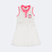 Vestido Infantil Bambollina Neoprene Off White e Rosa - frente do vestido infantil