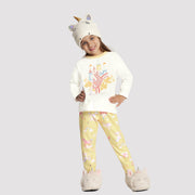 Pijama Infantil Alakazoo Brilha no Escuro Moletom Mundo Mágico Amarelo - frente do pijama infantil