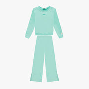 Conjunto Moletom Infantil Vic&Vicky Blusa e Wide Leg Verde Água - frente conjunto moletom feminino