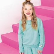 Conjunto Moletom Infantil Vic&Vicky Blusa e Wide Leg Verde Água - blusa manga longa