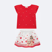 Conjunto Infantil Infanti Pérola Dog Love Vermelho - frente do conjunto