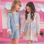 Vestido Infantil Infanti Manga Longa Urso Strass Azul Claro - coleção infantil inverno