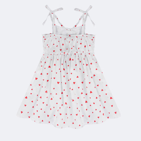 Vestido de Bebê Infanti Lastex Corações Branco e Vermelho  - costas do vestido
