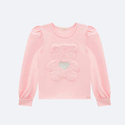 Blusa Infantil Pampili Ursa Pelúcia e Glitter Rosa