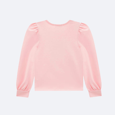 Blusa Infantil Pampili Ursa Pelúcia e Glitter Rosa