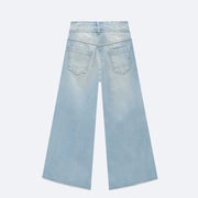 Calça Jeans Infanti Wide Leg Desfiada Azul Claro - calça jeans
