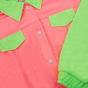 Jaqueta Infantil Feminina Infanti Over Moletom Pink e Verde Neon - jaqueta infantil neon