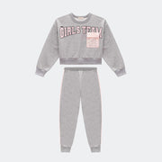 Conjunto Moletom Infantil Infanti Boxy Baggy e Jogger Mescla - frente do conjunto moletom infantil