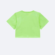 Camiseta Infantil Kukiê Emoji Feliz Strass Verde - costas da camiseta