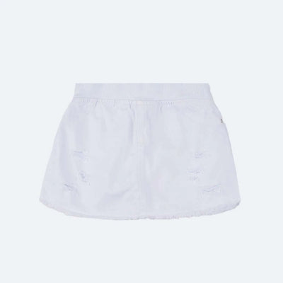 Short Saia Infantil Kukiê Desfiado Branco - short saia infantil branco