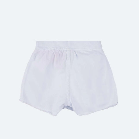 Short Saia Infantil Kukiê Desfiado Branco - costas short saia menina