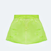 Short Saia Infantil Kukiê Desfiado Verde Neon - frente do short