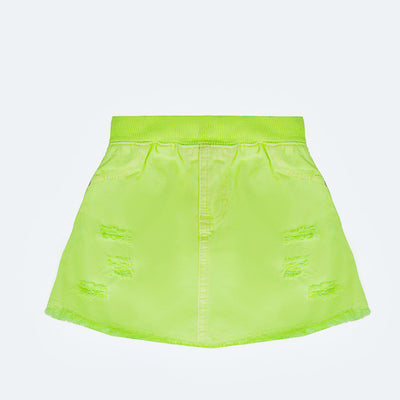 Short Saia Infantil Kukiê Desfiado Verde Neon - frente do short