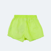 Short Saia Infantil Kukiê Desfiado Verde Neon - parte de trás do short