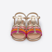 Sandália Infantil Primeiros Passos Pampili Mili Tiras Dourada e Colorida - frente sandália colorida