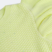 Cropped Infantil Kukiê Tricot Strass e Babados Verde Neon - detalhe de mangas babados